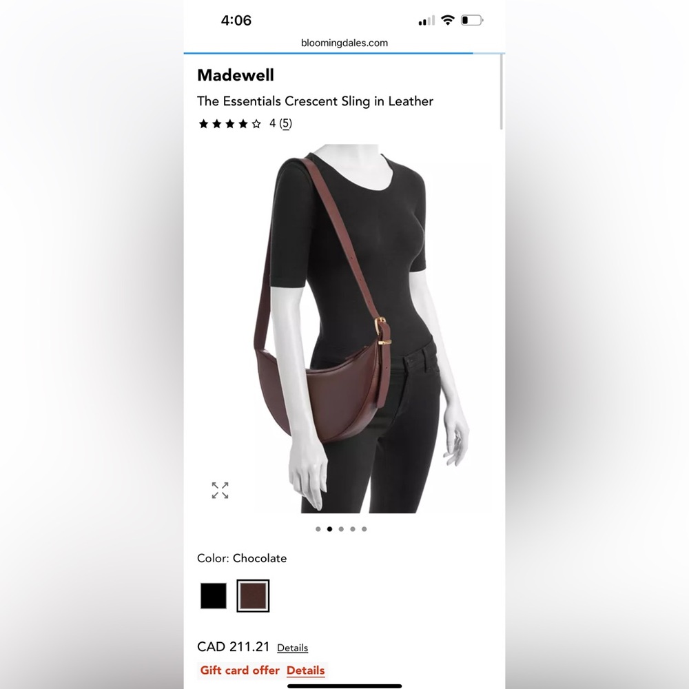 Madewell Essential Crescent Sling in Leather